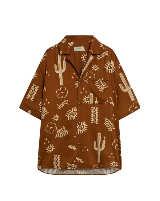 A PAPER KID Brown Cactus Pattern Shirt for men