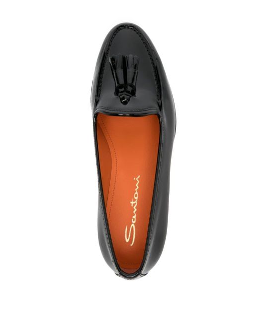 Santoni Black Andrea Patent-leather Loafers