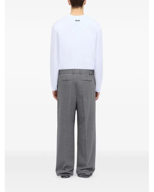 Pantalon Ample À Design Plissé MSGM pour homme en coloris Gray