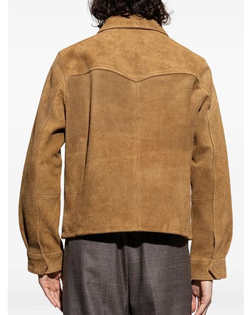 AllSaints Natural Dellcot Zipped Suede Jacket for men