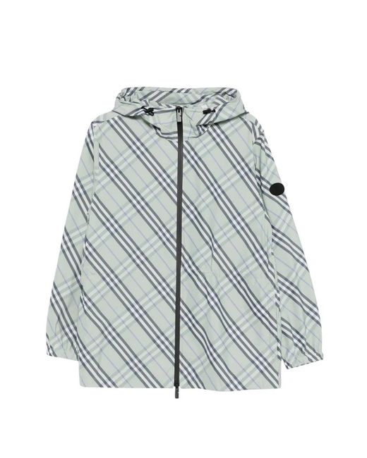 Burberry Blue Checked Hooded Jacket