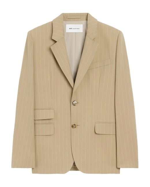 Blazer A Rayas AMI de color Natural