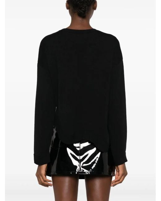 Moschino Black Asymmetric-Hem Virgin Wool Jumper