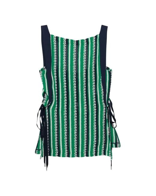 Jonathan Simkhai Green Melville Striped Knit Top