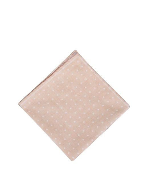 Paolo Albizzati Natural Geometric-Print Polka-Dot Pocket Square for men