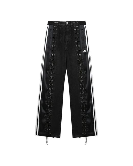 Adidas Black Lace-Up 3-Stripes Trousers