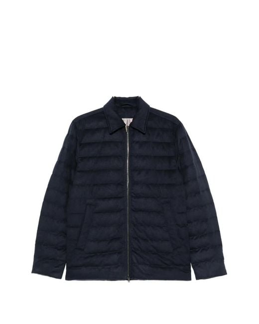 Herno Blue Zip-Up Collared Padded Jacket for men