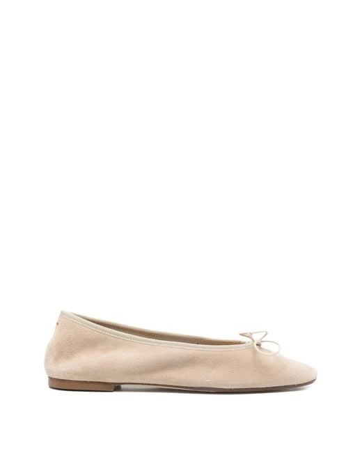 Aeyde White Tiby Bow Ballet Flats