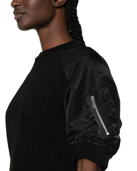 Sacai Black Crew-Neck Zip-Pocket Sweatshirt