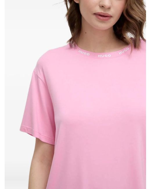 Camisón con logo y cuello redondo HUGO de color Pink