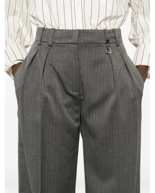 Patrizia Pepe Gray Herringbone Pleated Trousers