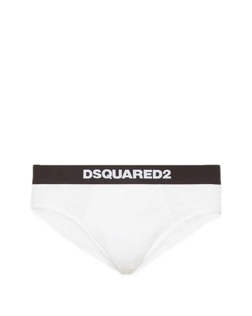 DSquared² White Logo Briefs for men