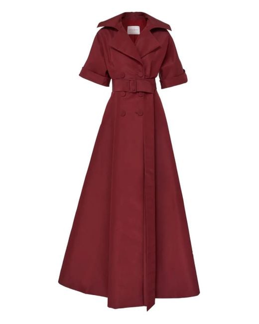 Carolina Herrera Belted Short-sleeve Maxi Dress Red