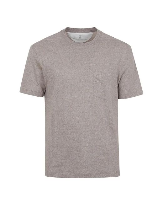 Brunello Cucinelli Gray Pocket-Detail T-Shirt for men