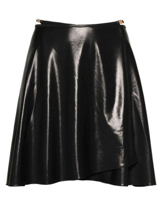 Versace Black Lamé-effect Wrap Miniskirt