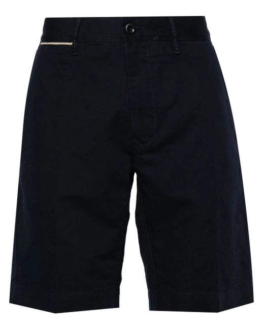 Incotex Blue Logo-Embroidered Linen-Blend Chino Shorts for men