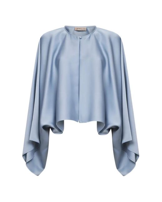 Blanca Vita Blue Asymmetric-Sleeve Bolero