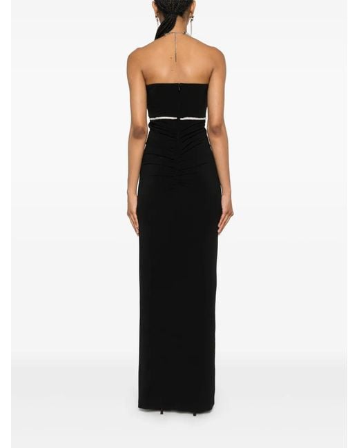 Nissa Black Crystal-Embellished Maxi Dress