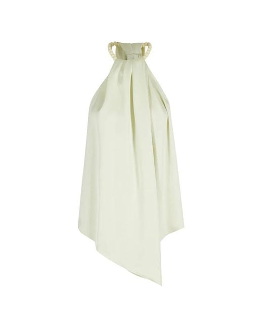Isabelle Blanche White Beaded Halter Top