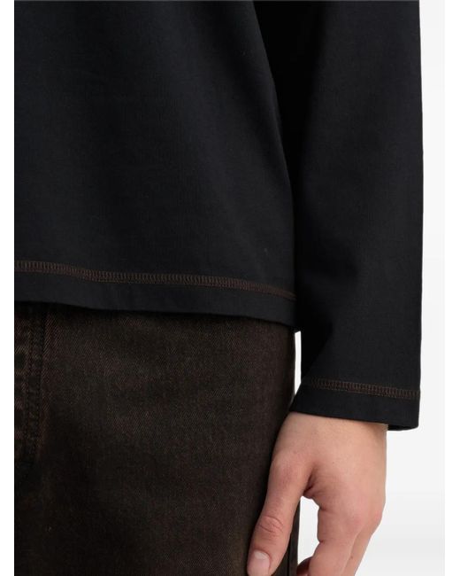 Another Aspect Black Long-Sleeve Contrast-Stitch T-Shirt for men