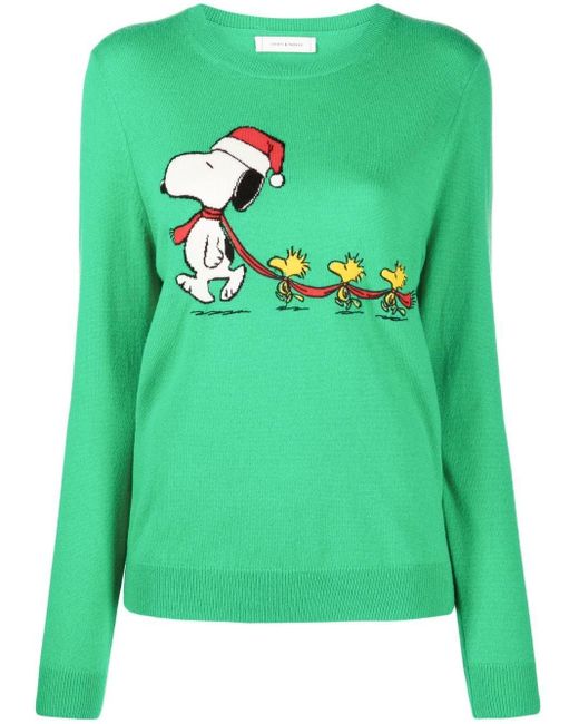 Chinti & Parker Green Snoopy Christmas Sweater