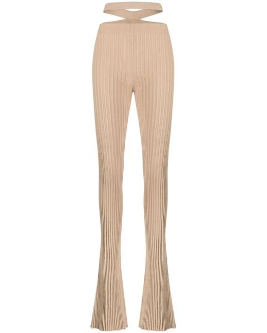 ANDREADAMO Natural Cut-Out Ribbed-Knit Trousers