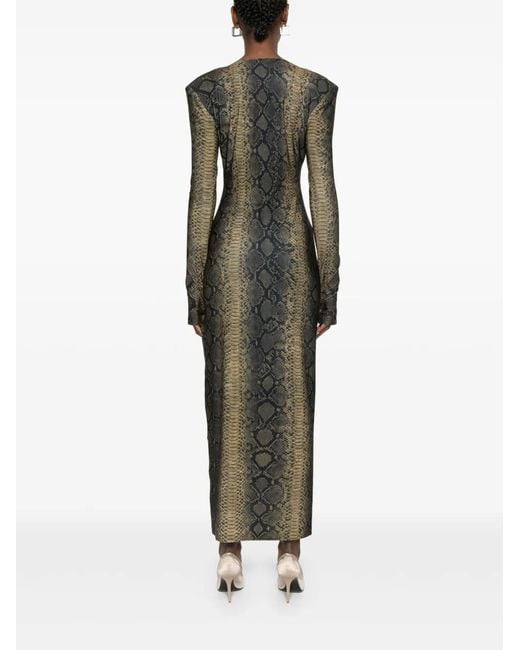 Norma Kamali Green Printed Long Dress
