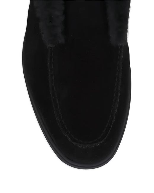 Santoni Black Fortune Round-Toe Loafers