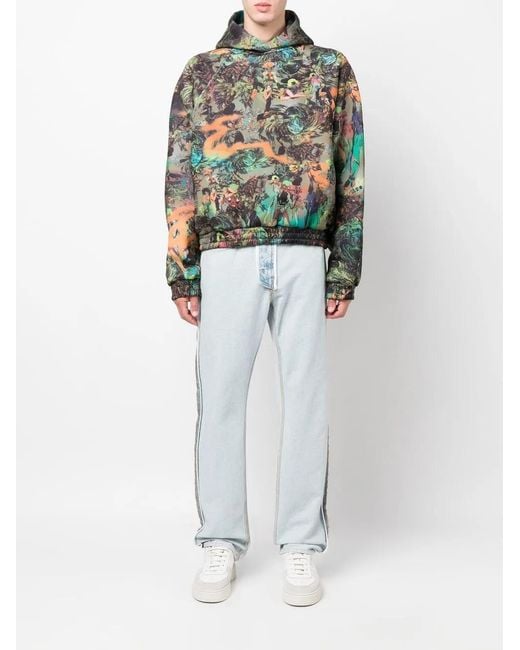 Liberal Youth Ministry Green Patterned Pullover Hoodie for men