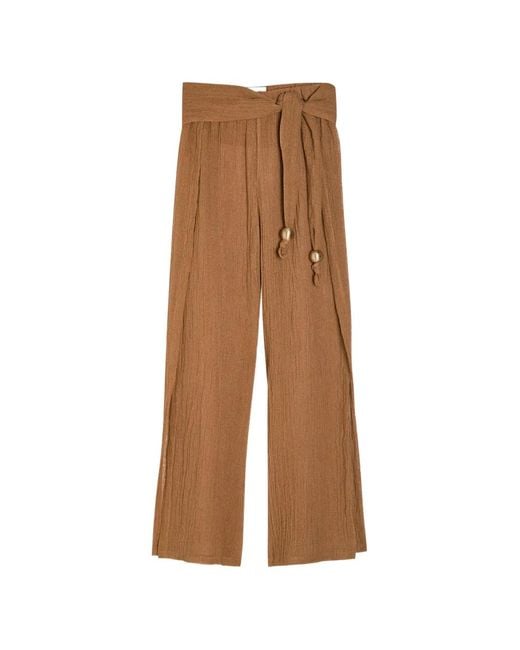 Lisa Marie Fernandez Brown Bead Tie Trousers