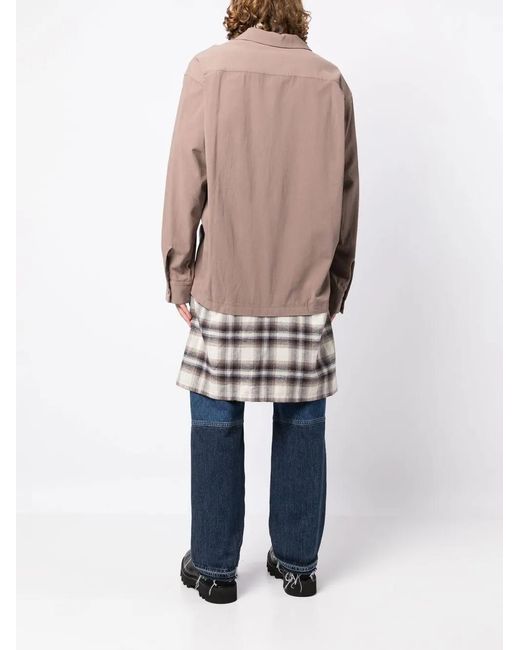 Maison Mihara Yasuhiro Brown Layered-Detail Shirt Coat for men