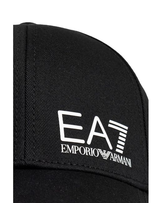 EA7 Black Logo-Print Baseball Cap