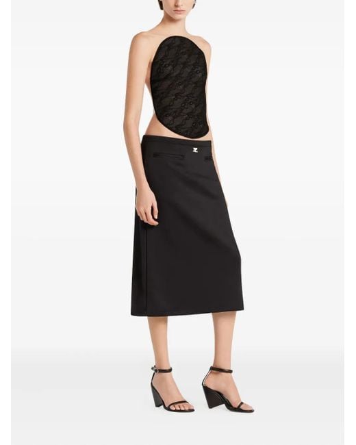 Courreges Black Mesh-Panel Bodysuit