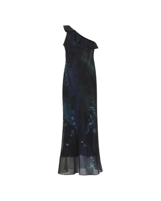 Giorgio Armani Black One-Shoulder Floral Maxi Dress