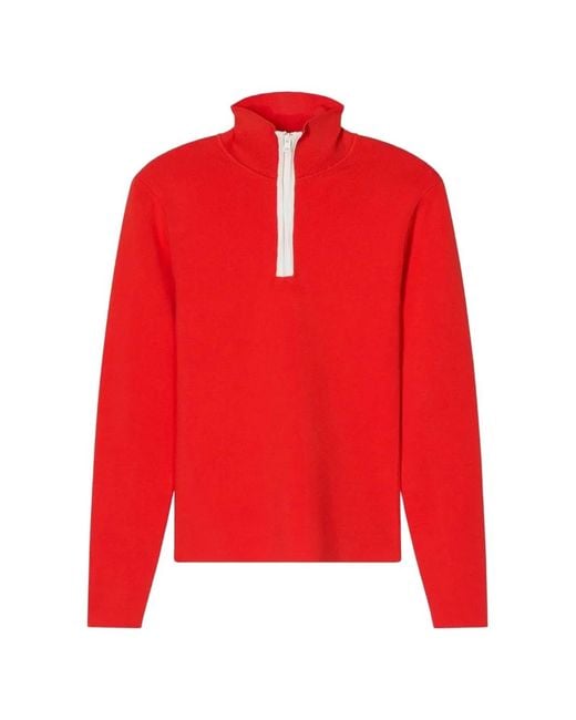 Closed Red Half-Zip Long-Sleeve Sweater