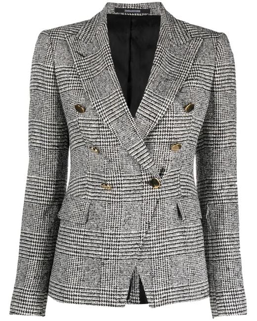 Tagliatore Gray Check-Print Double-Breasted Blazer