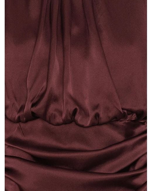 ROTATE BIRGER CHRISTENSEN Red Ruched Mock-Neck Top