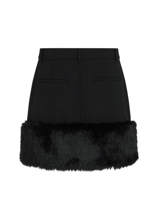 Karl Lagerfeld Black Faux-Fur Trim Skirt