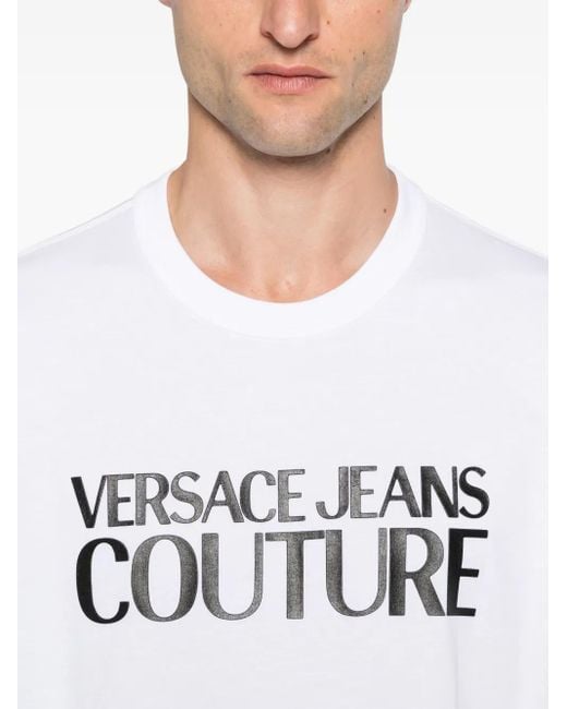Versace Jeans Couture White Logo-Print T-Shirt for men