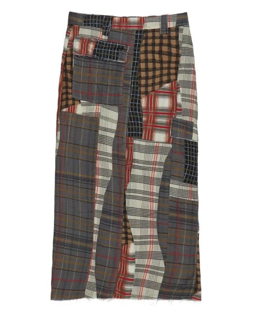 Bimba Y Lola Gray Patchwork Flap-Pocket Midi Skirt