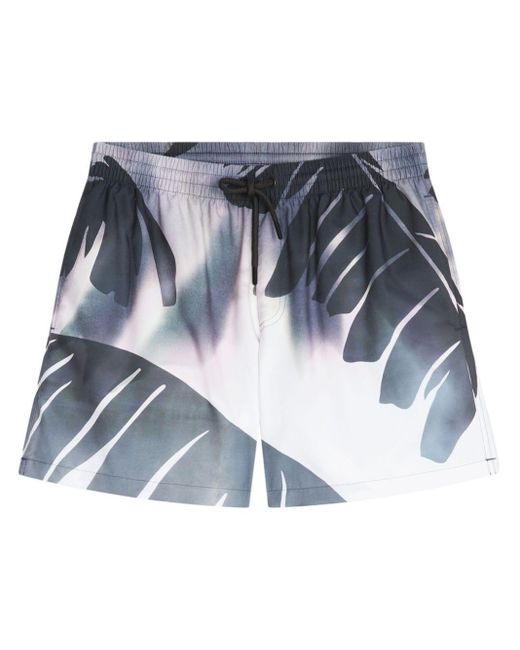 Dries Van Noten Blue Palm-printed Swim Shorts for men