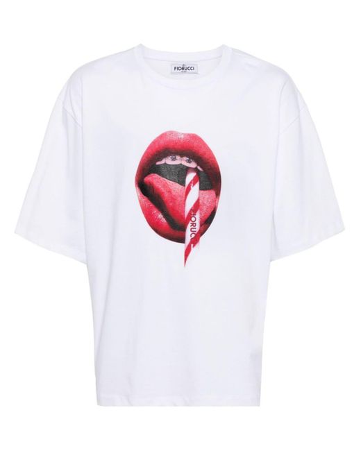 Fiorucci White Mouth Graphic-print Cotton T-shirt