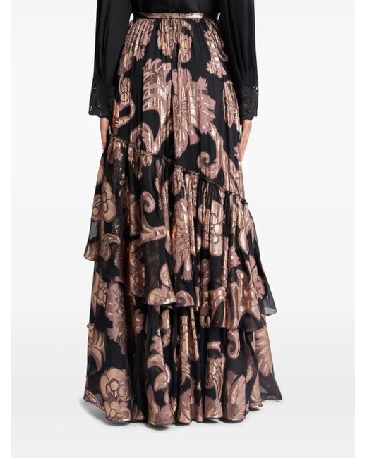Etro Black Fil-Coupé Jacquard Maxi Skirt