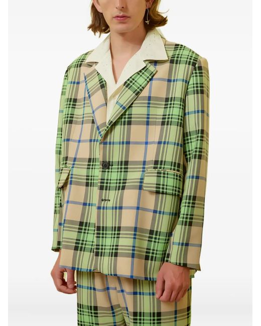Henrik Vibskov Geruite Shorts in het Green