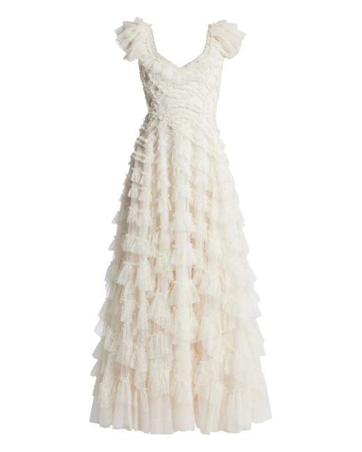 Needle & Thread White Tulle-Inserts Dress