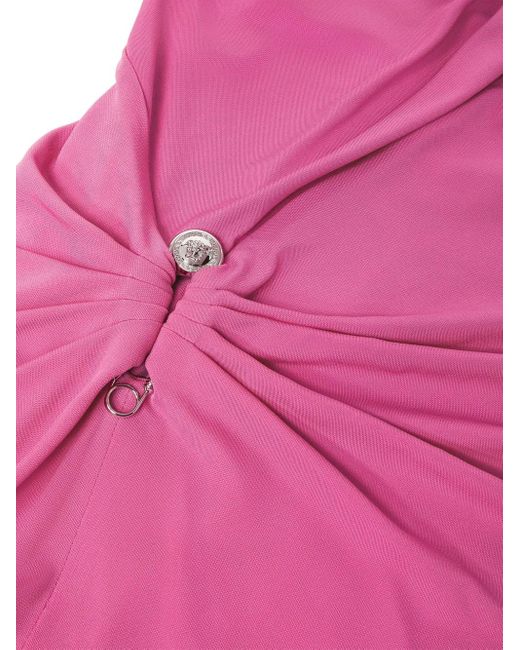 Versace Pink Kleid Mit Dekorativer Sicherheitsnadel Und Drapierung