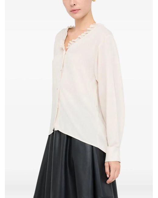 Liu Jo White Better Ruffled Georgette Shirt
