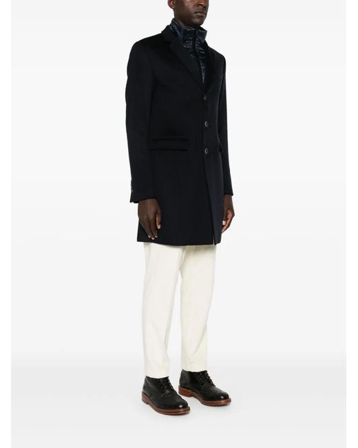 Herno Black Layered Single-Breasted Coat for men