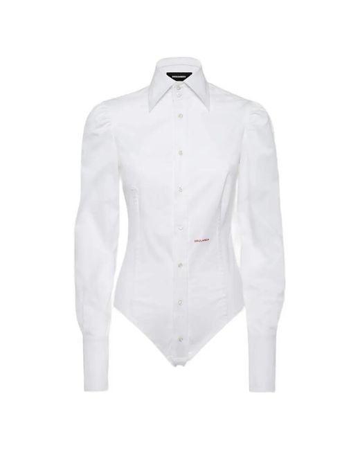 DSquared² White Signature Poplin Bodysuit