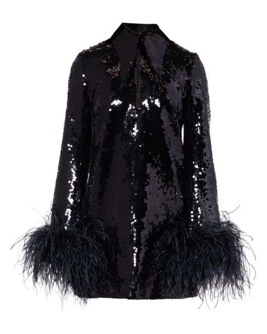 Robe courte Michelle brodée de sequins 16Arlington en coloris Black